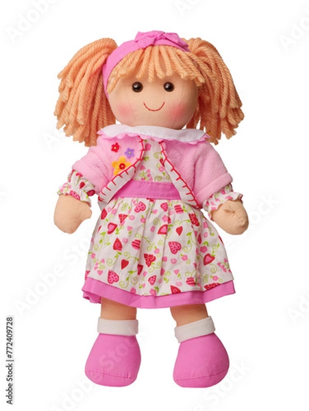 Fototapeta Rag doll isolated on a white background