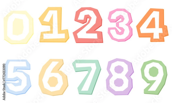 Obraz Number alphabet font torn ripped paper cut Illustration elements shape