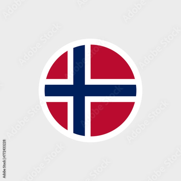 Fototapeta Flag of Norway. A blue cross with a white border on a red background. Symbol of the Kingdom of Norway. Isolated vector illustration.