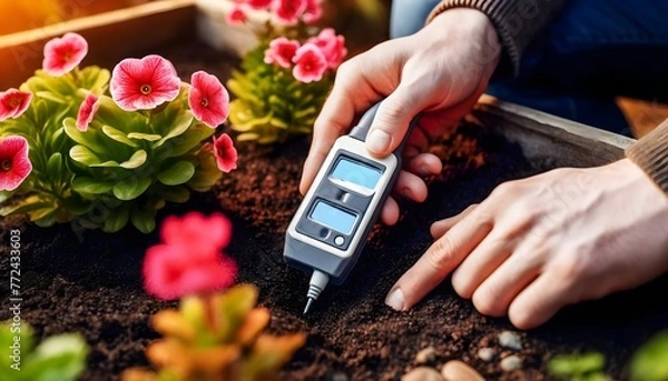 Obraz Testing Soil pH Levels for Specific Flower Nutrient Requirements