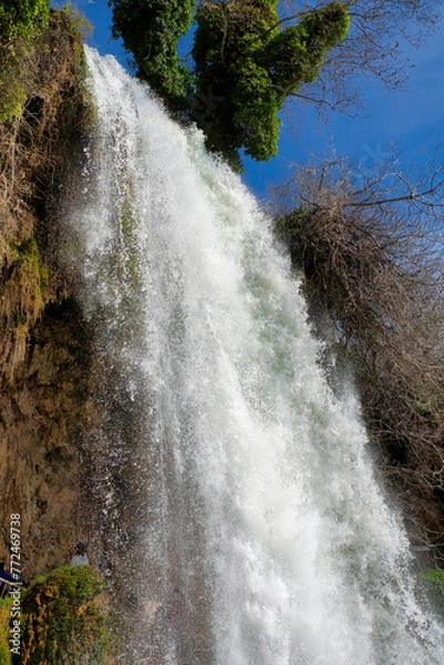 Fototapeta Beautiful and famous waterfall, with awesome vegetation around. Incredible beauty, crystal waters. Edessa, Greece

