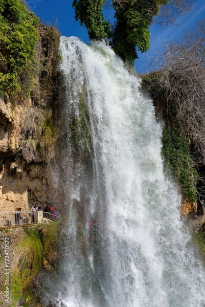 Obraz Beautiful and famous waterfall, with awesome vegetation around. Incredible beauty, crystal waters. Edessa, Greece

