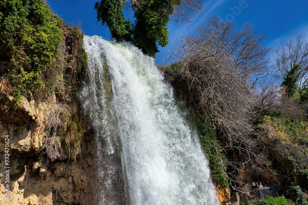 Obraz Beautiful and famous waterfall, with awesome vegetation around. Incredible beauty, crystal waters. Edessa, Greece

