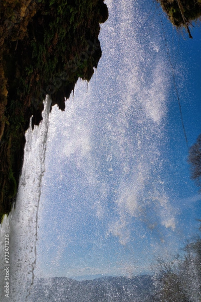 Obraz Beautiful and famous waterfall, with awesome vegetation around. Incredible beauty, crystal waters. Edessa, Greece

