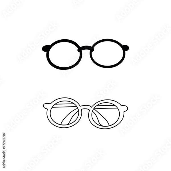 Fototapeta Vector illustration of hipster nerd style black glasses silhouette isolated on white background