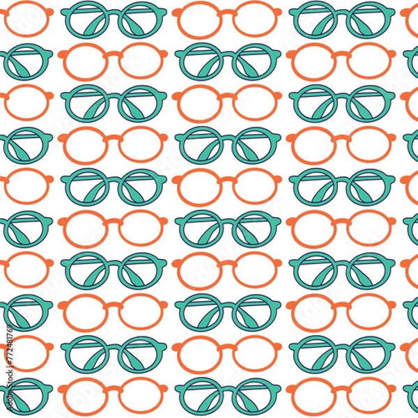 Obraz Seamless pattern lvector glasses icon flat style