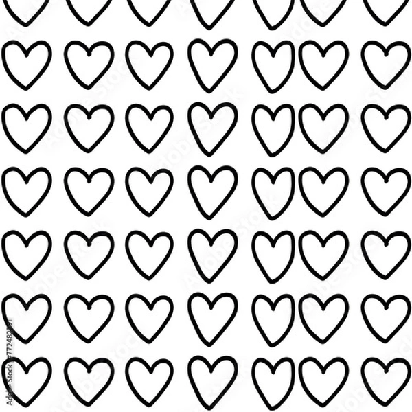 Fototapeta Seamless pattern vector hearts icon flat style