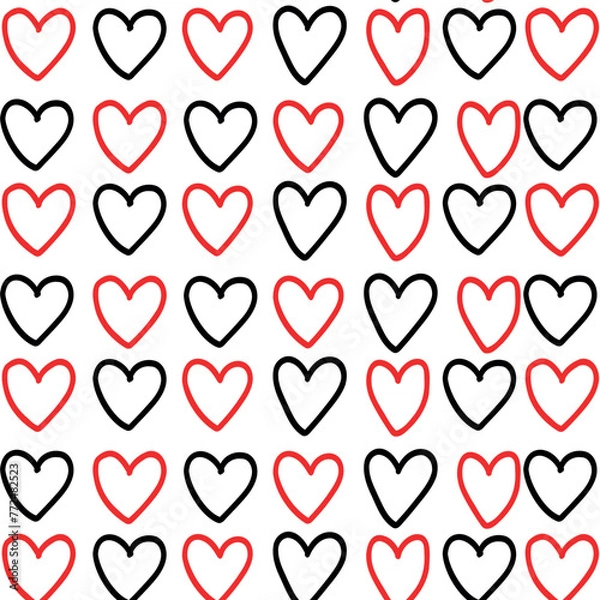 Fototapeta Seamless pattern vector hearts icon flat style