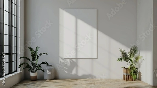 Fototapeta modern living room with blank billboard on wall