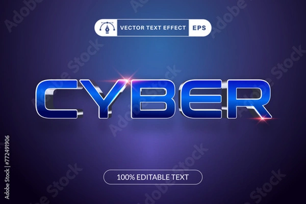 Fototapeta Cyber text effect template design with 3d style