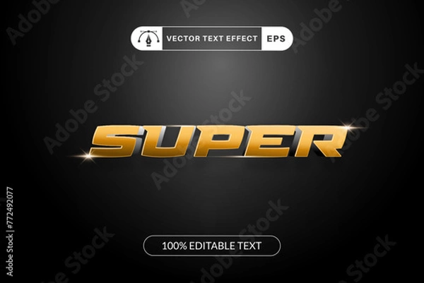 Fototapeta Super text effect template design with 3d style