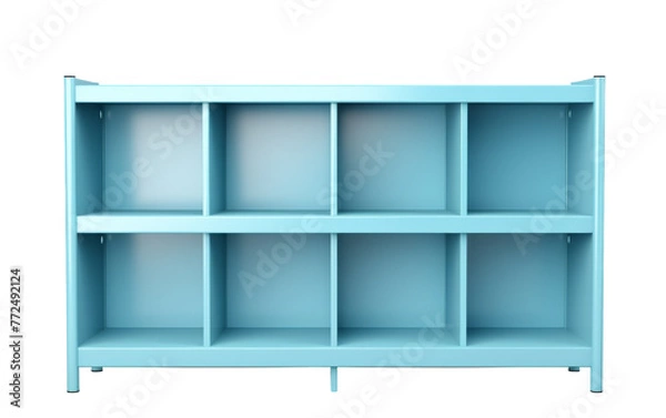 Obraz A blue shelf with multiple compartments, creating a maze-like structure