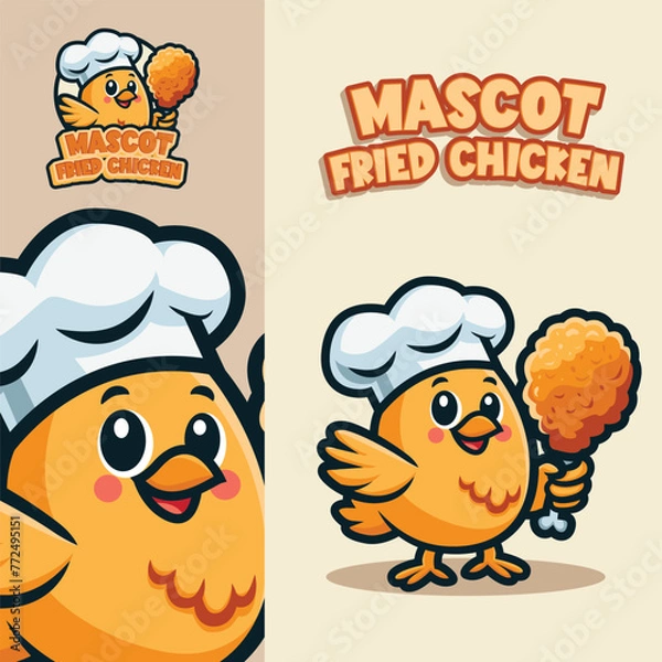 Fototapeta fried chicken vector mascot or logo