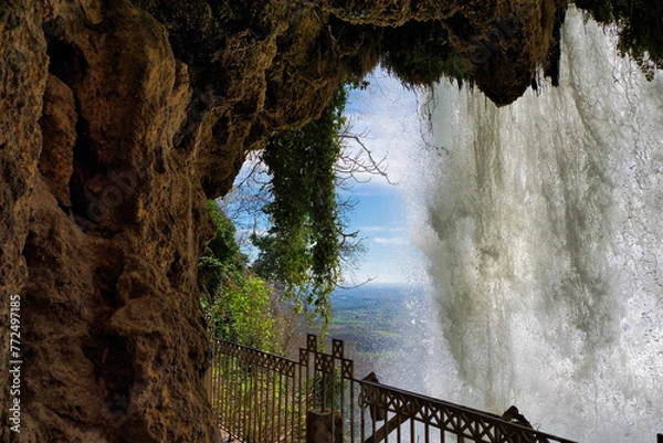 Fototapeta Beautiful and famous waterfall, with awesome vegetation around. Incredible beauty, crystal waters. Edessa, Greece