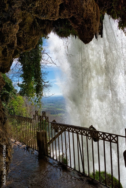 Obraz Beautiful and famous waterfall, with awesome vegetation around. Incredible beauty, crystal waters. Edessa, Greece