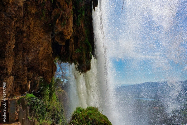 Obraz Beautiful and famous waterfall, with awesome vegetation around. Incredible beauty, crystal waters. Edessa, Greece