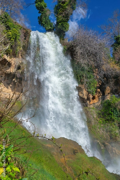 Obraz Beautiful and famous waterfall, with awesome vegetation around. Incredible beauty, crystal waters. Edessa, Greece