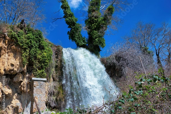 Obraz Beautiful and famous waterfall, with awesome vegetation around. Incredible beauty, crystal waters. Edessa, Greece