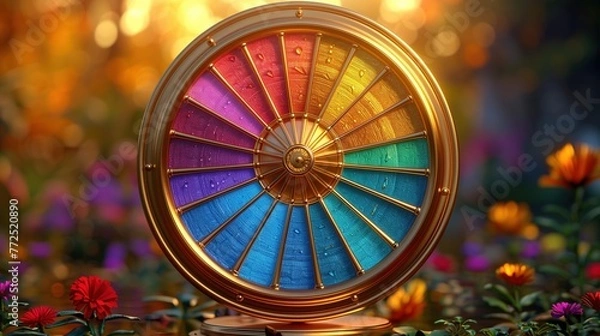 Obraz Colorful Wheel of Fortune in a Magical Garden Setting