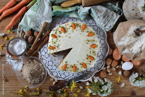 Fototapeta Carrot cake for Easter