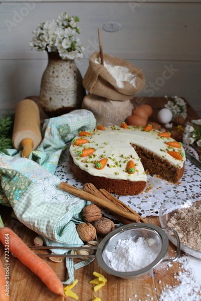 Fototapeta Carrot cake for Easter