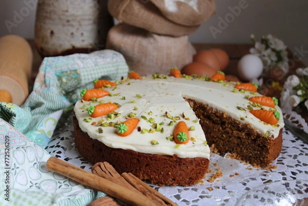 Fototapeta Carrot cake for Easter