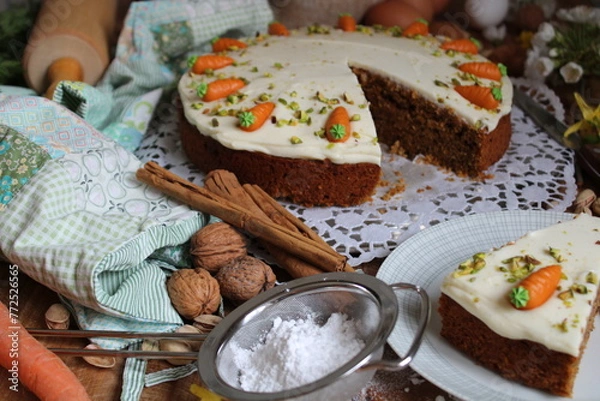 Fototapeta Carrot cake for Easter