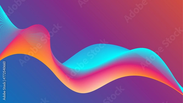 Fototapeta Abstract blend wave Gradient blue, purple  and orange soft colors. For vector art design with a web banner 