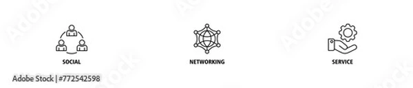 Obraz SNS banner web icon vector illustration concept of social networking service with icon of communication, chat, community, internet, and user