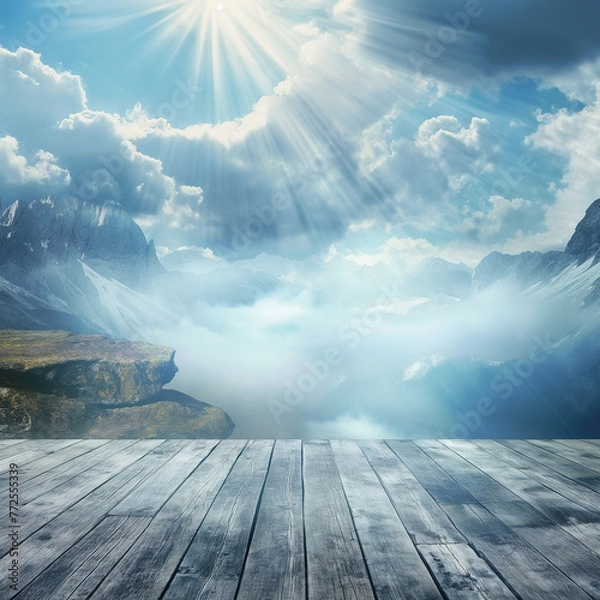 Obraz Sky background with wooden planks