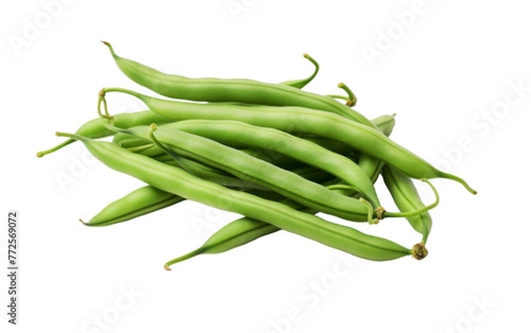 Obraz A pile of vibrant green beans resting on a pristine white background