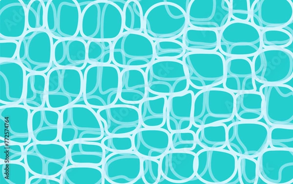 Fototapeta The bottom of the pool is rippling and reflecting. Summer background. The texture of the water surface. View from above. Vector background of the illustration