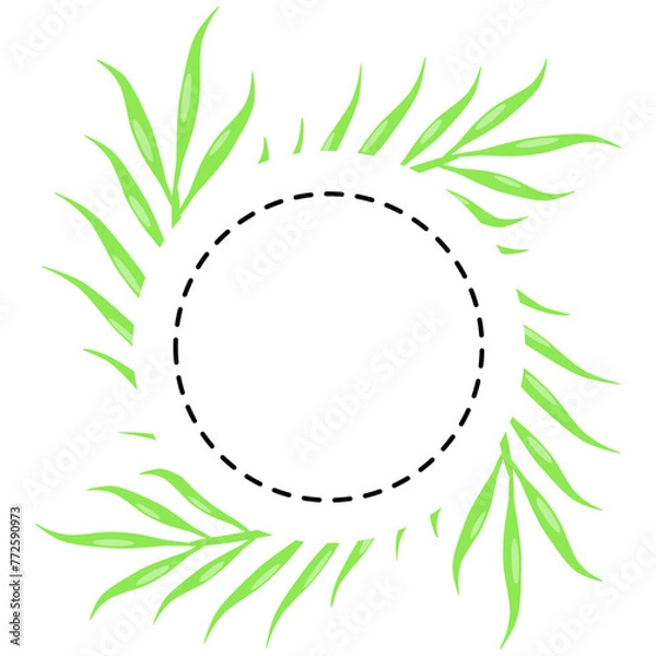 Obraz Floral vector card design with green leaves, round frame for printing. Vector garden illustration, Wedding Invitation