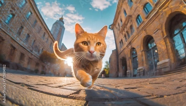 Obraz red cat in the city