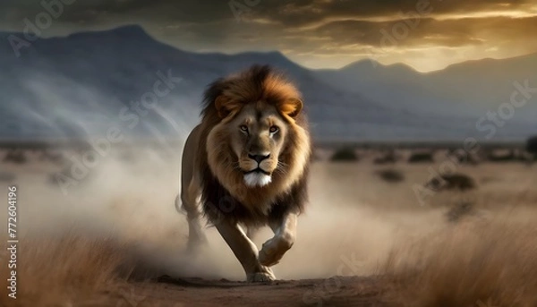 Obraz lion in the sunset