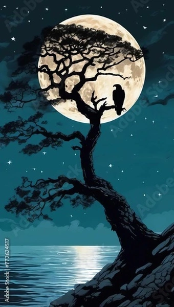 Obraz eagle on a branch of tree