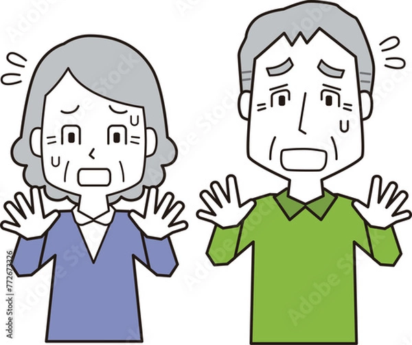 Fototapeta 不安な高齢男女