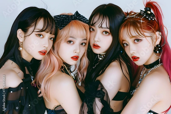 Obraz 輝きを放つアジア人アイドルグループのポートレート
