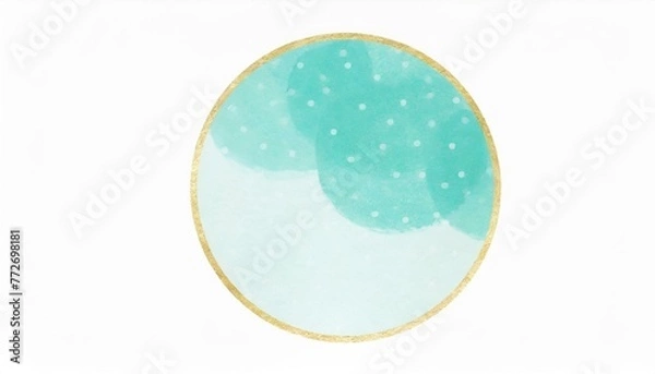 Fototapeta 爽やかで美しい翡翠色と金色の背景素材、水彩風のイラスト