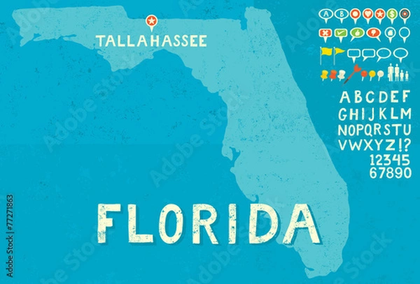 Obraz Map of Florida with icons