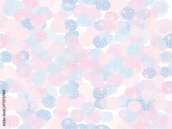 Obraz ピンクと水色の麻の葉模様 背景素材