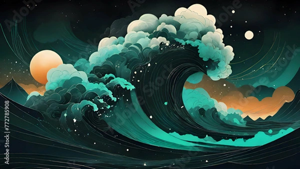 Obraz ocean waves in twilight