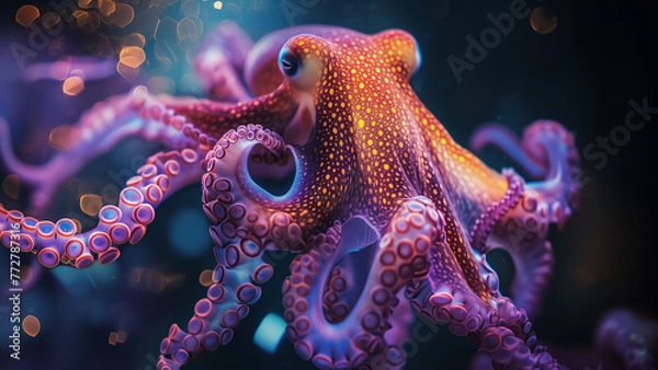 Obraz a bioluminous octopus