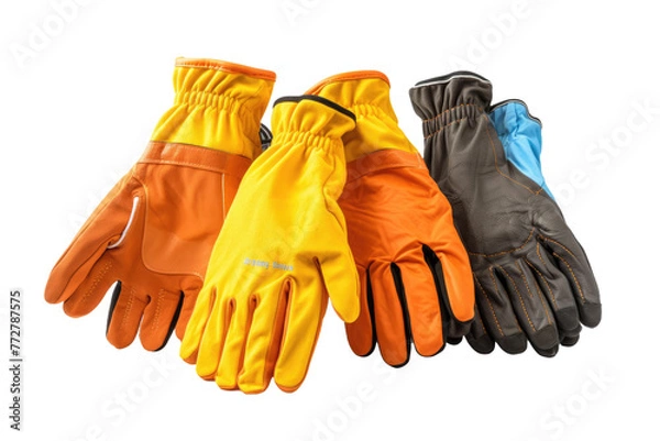 Fototapeta Trio of Ethereal Gloves Dancing on White Canvas. On a Clear PNG or White Background.