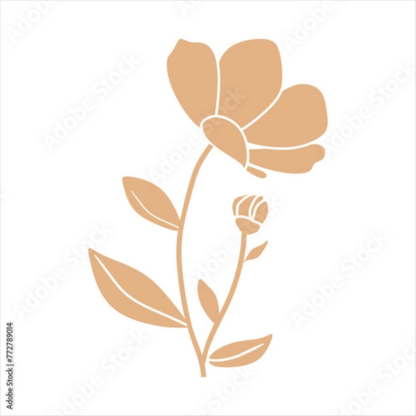Fototapeta Beige abstract floral vector element