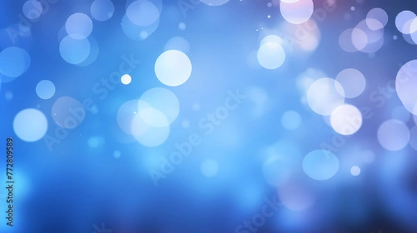 Fototapeta Blue abstract bokeh polka dots