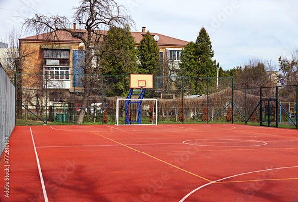 Obraz Empty sports ground in early spring