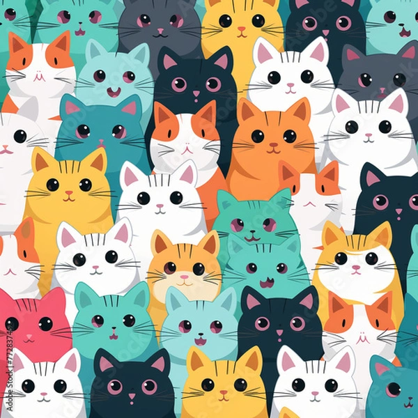 Fototapeta seamless pattern with cats,Generated By Ai