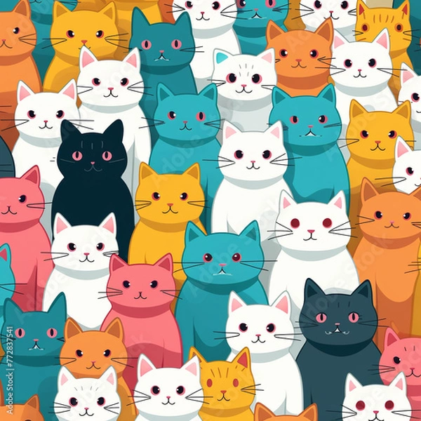 Fototapeta seamless pattern with cats,Generated By Ai