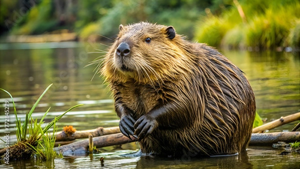 Obraz Beaver river animal wild